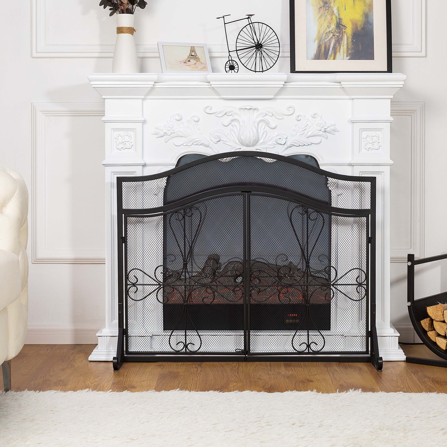 Iron fireplace screen
