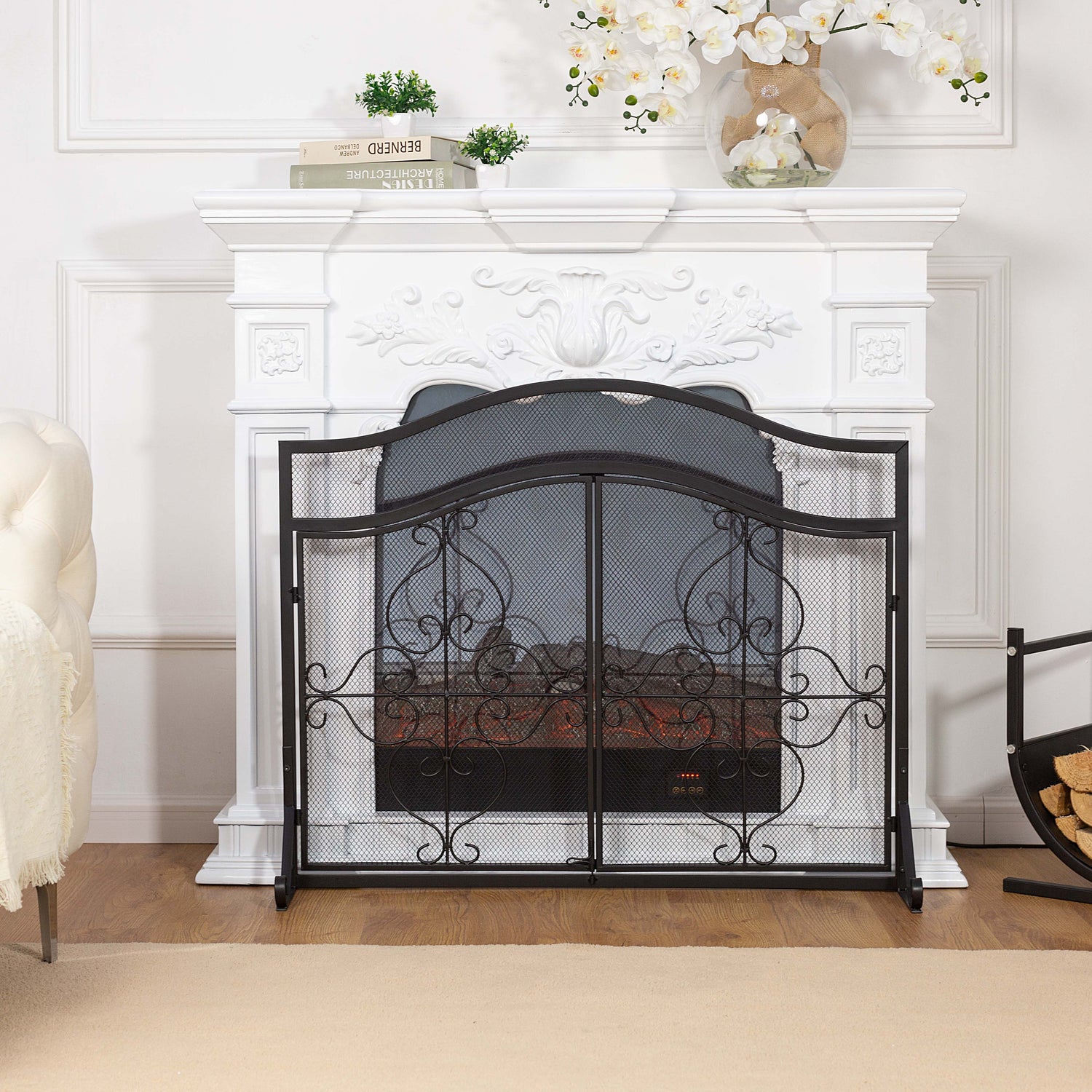 Iron fireplace screen
