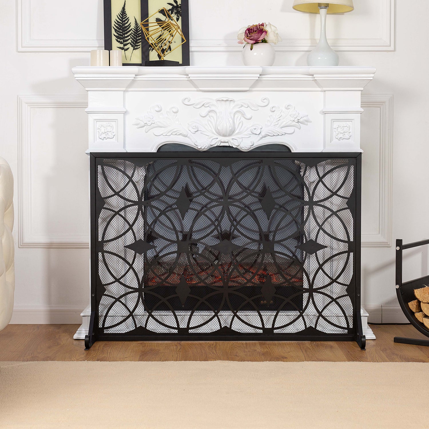 Iron fireplace screen