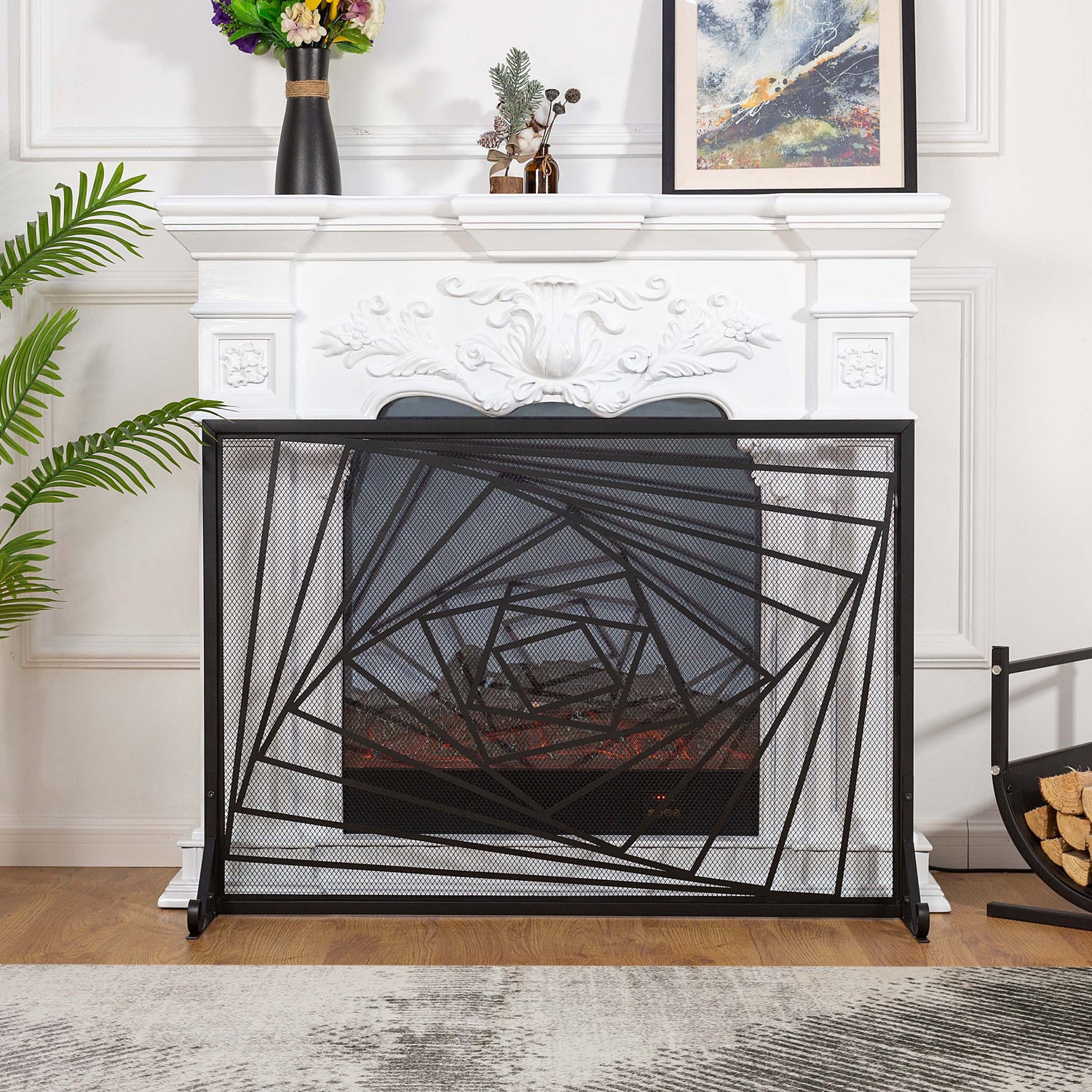 Iron fireplace screen