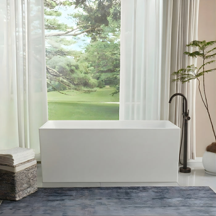 55" or 47" Freestanding Acrylic Bathtub, Contemporary Design Soaking Tub with Slotted Overflow and Pop-up Drain