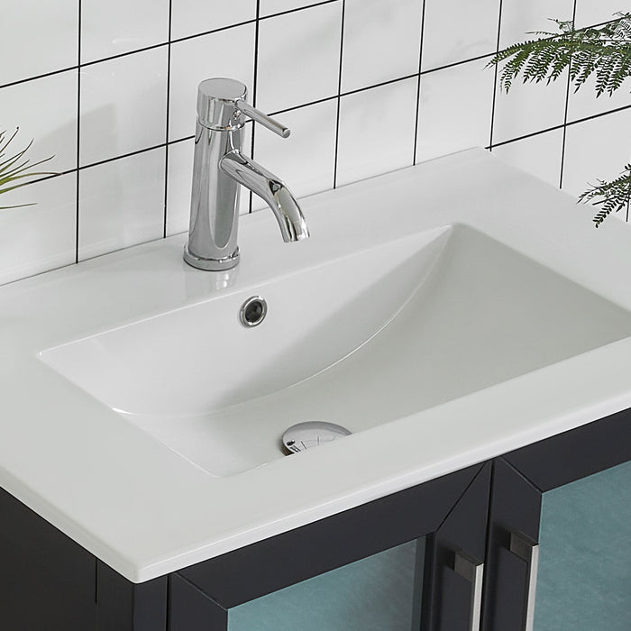 96" Double Sink Modern Bathroom Vanity Set with White Ceramic Top & Free Mirrors – Large Storage Cabinet with 13 Drawers VA3030-96