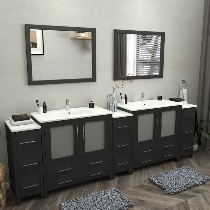 Brescia 108" Double Sink Modern Bathroom Vanity Set