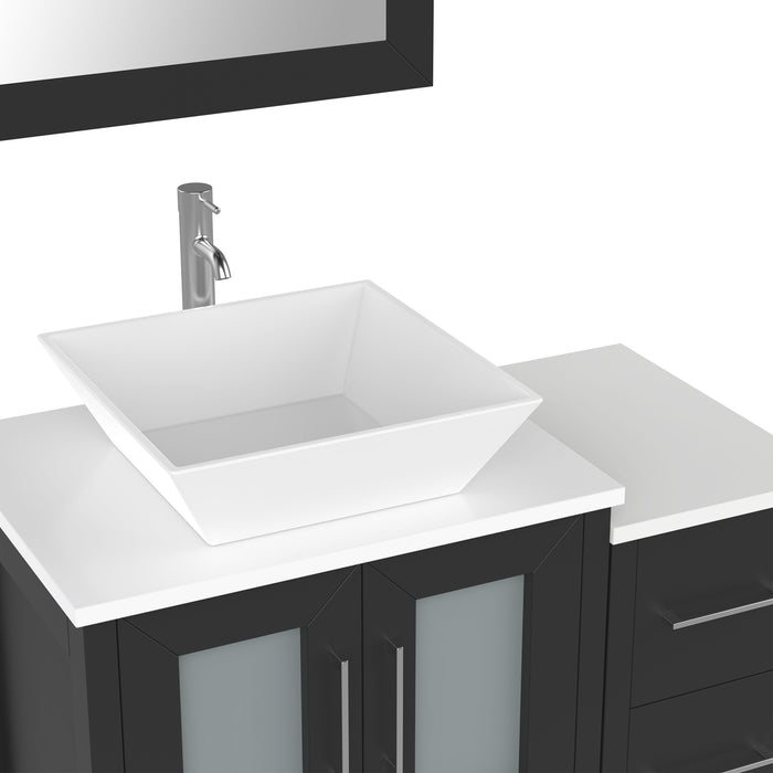 36" Single Sink Modern Bathroom Vanity Set with White Engineered Marble Top & Free Mirror – Storage Cabinet with 5 Drawers VA3124-36