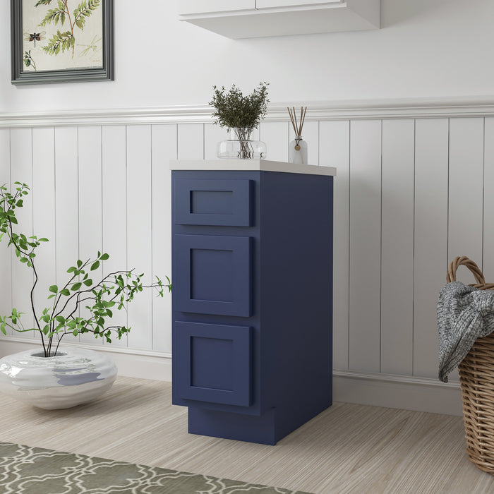 12" Single Bathroom Vanity Base Cabinet, Solid Wood Perfect Small Entryway Side Storage Cabinet with 3 Soft-Closing Drawers