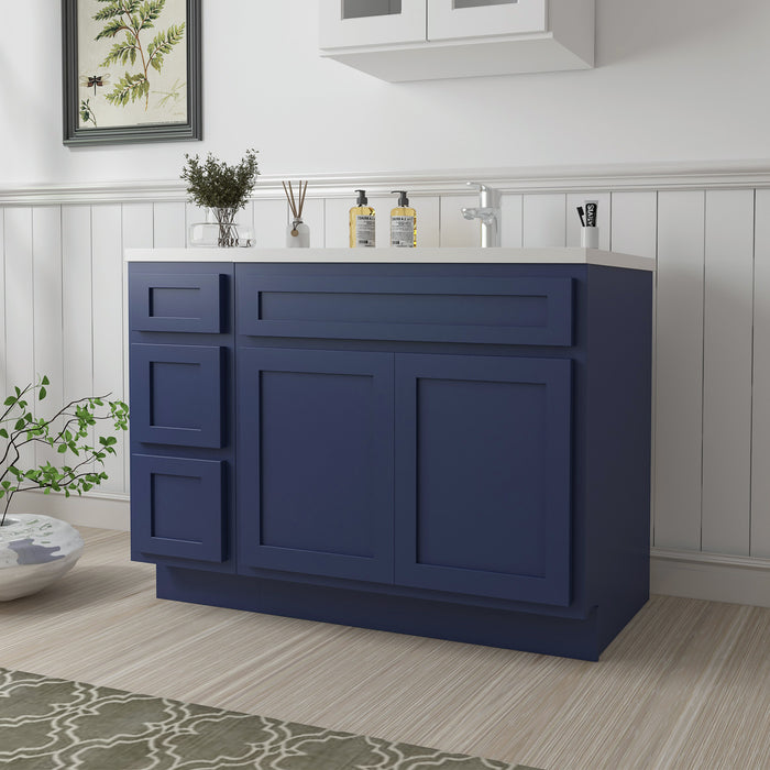 51" Oak Bathroom Vanity Cabinet without Top - 3 Drawers & 2 Doors