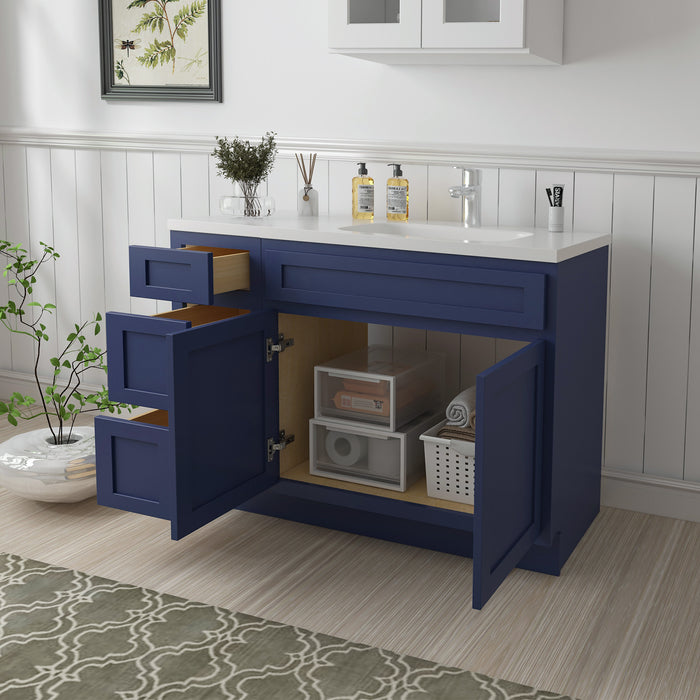 51" Oak Bathroom Vanity Cabinet without Top - 3 Drawers & 2 Doors