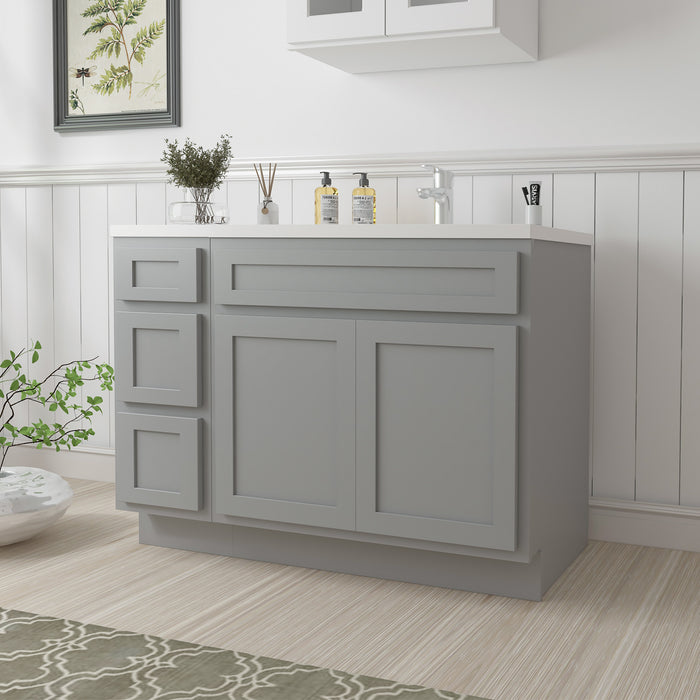 51" Oak Bathroom Vanity Cabinet without Top - 3 Drawers & 2 Doors