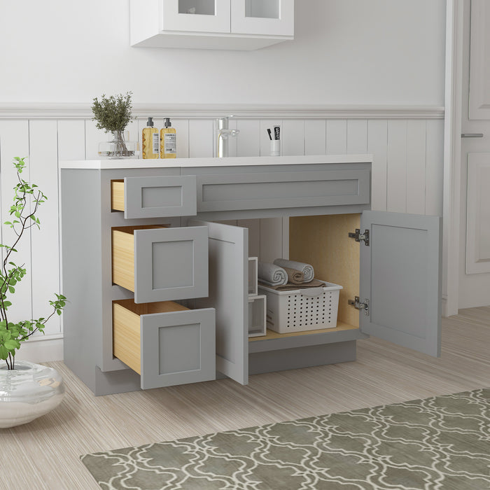 51" Oak Bathroom Vanity Cabinet without Top - 3 Drawers & 2 Doors