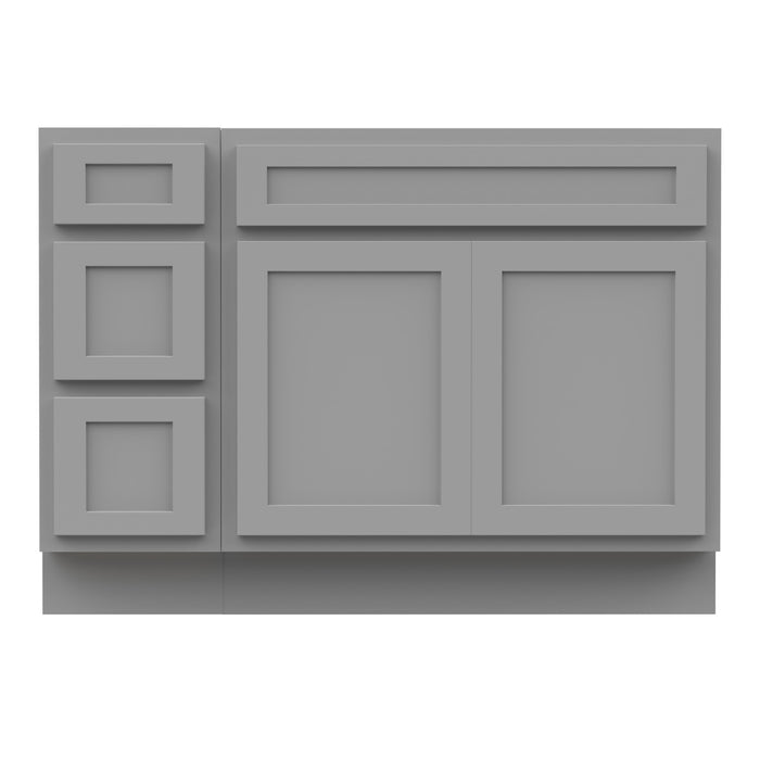 51" Oak Bathroom Vanity Cabinet without Top - 3 Drawers & 2 Doors