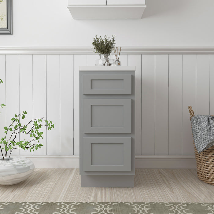 15" Single Bathroom Vanity Base Cabinet, Solid Wood Perfect Entryway Side Storage Cabinet Organizer with 3 Soft-Closing Drawers