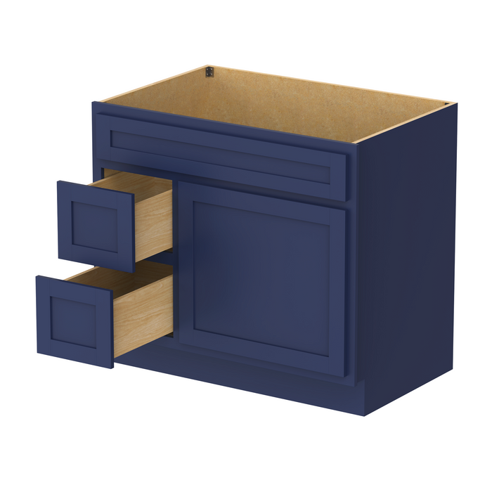 36" Modern Freestanding Oak Plywood Bathroom Vanity Base Only – Shaker Style Storage Cabinet with 2 Extension Drawers & Single Louvered Door VA40362L