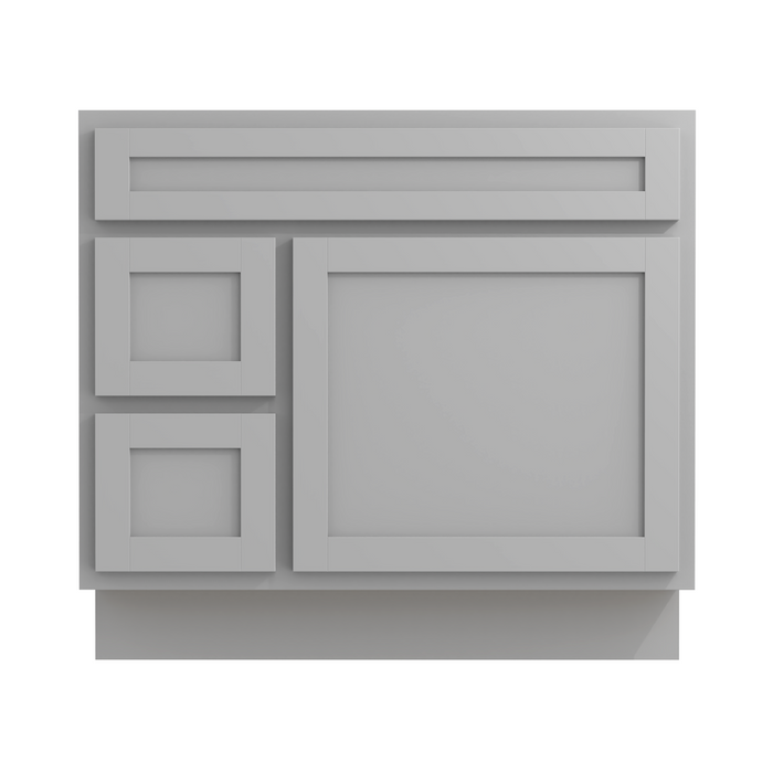 36" Modern Freestanding Oak Plywood Bathroom Vanity Base Only – Shaker Style Storage Cabinet with 2 Extension Drawers & Single Louvered Door VA40362L