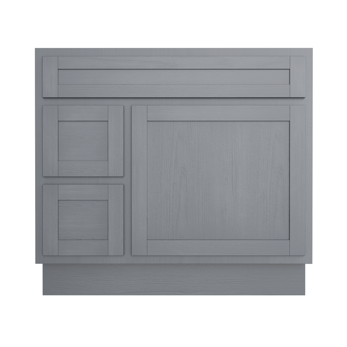 36" Modern Freestanding Oak Plywood Bathroom Vanity Base Only – Shaker Style Storage Cabinet with 2 Extension Drawers & Single Louvered Door VA40362L