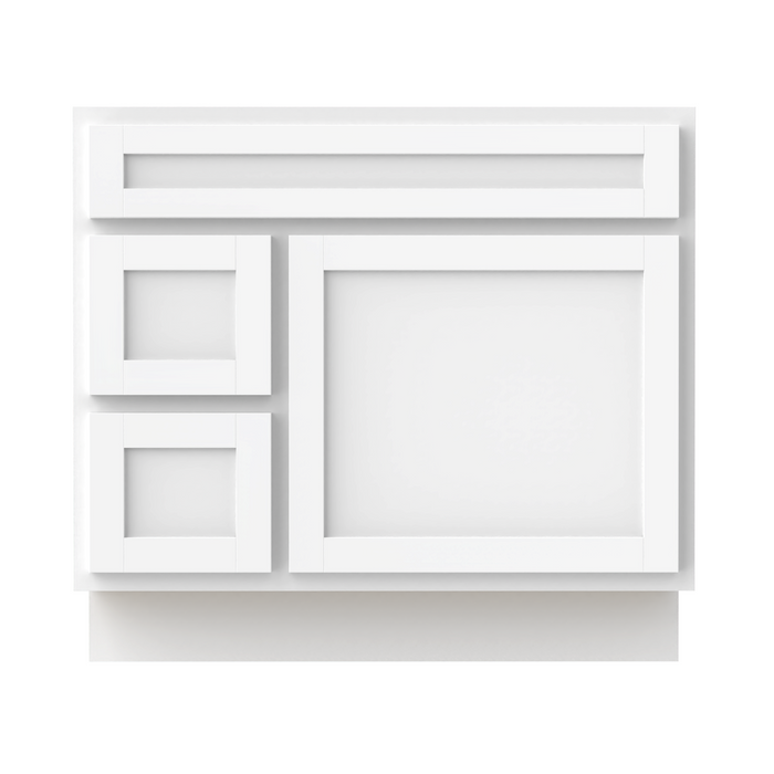 36" Modern Freestanding Oak Plywood Bathroom Vanity Base Only – Shaker Style Storage Cabinet with 2 Extension Drawers & Single Louvered Door VA40362L