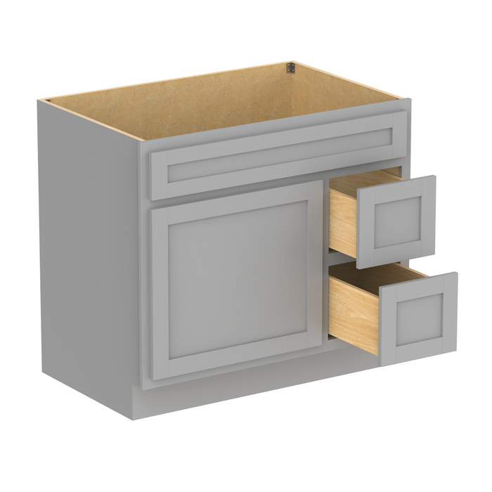 36" Modern Freestanding Oak Plywood Bathroom Vanity Base Only – Shaker Style Storage Cabinet with 2 Extension Drawers & Single Louvered Door VA40362R