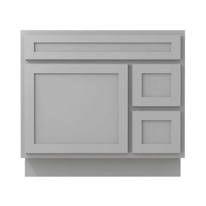 36" Modern Freestanding Oak Plywood Bathroom Vanity Base Only – Shaker Style Storage Cabinet with 2 Extension Drawers & Single Louvered Door VA40362R
