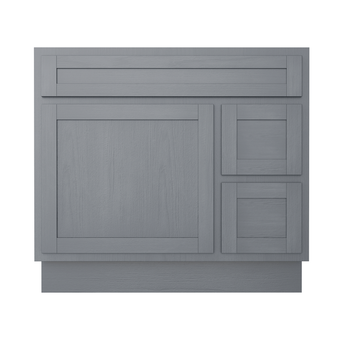 36" Modern Freestanding Oak Plywood Bathroom Vanity Base Only – Shaker Style Storage Cabinet with 2 Extension Drawers & Single Louvered Door VA40362R