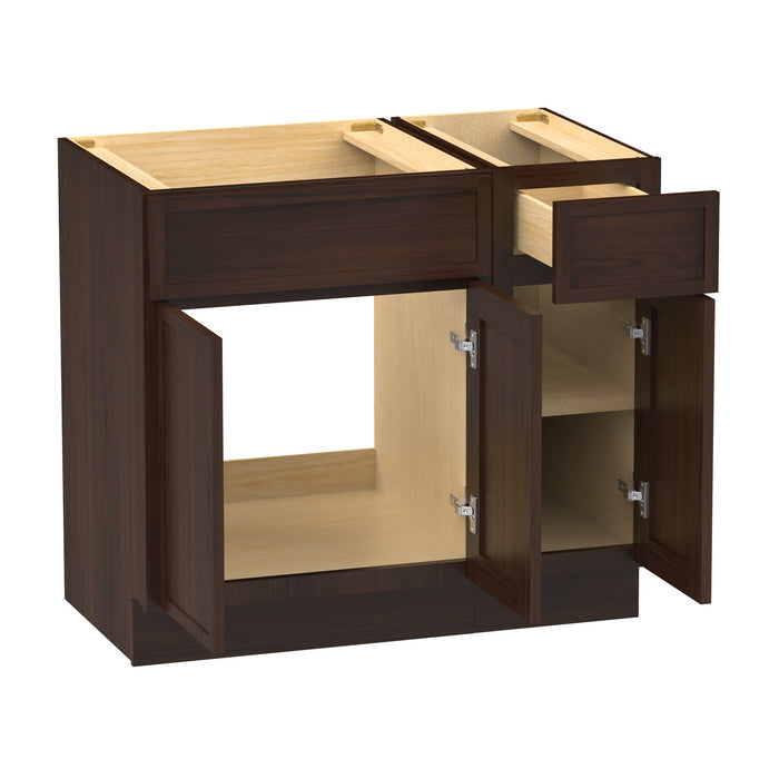 36" Modern Freestanding Birch & Plywood Bathroom Vanity Base Only – Shaker Style Storage Cabinet with 1 Drawer & 3 Soft-Closing Doors VA4124-121