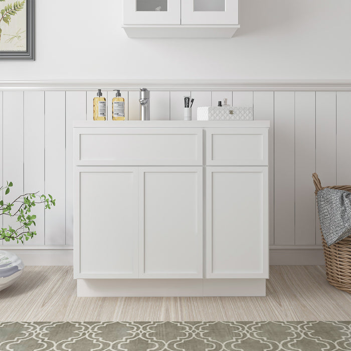 36" Oak Bathroom Vanity Cabinet without Top - 1 Drawer & 3 Doors