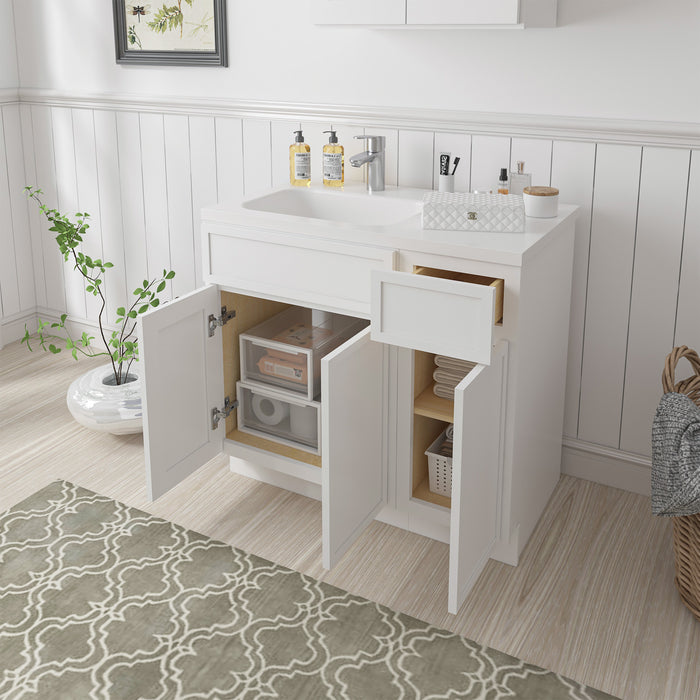 36" Oak Bathroom Vanity Cabinet without Top - 1 Drawer & 3 Doors