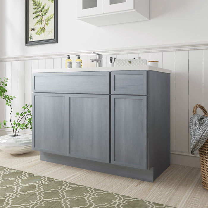42" Oak Bathroom Vanity Cabinet without Top - 1 Drawer & 3 Doors