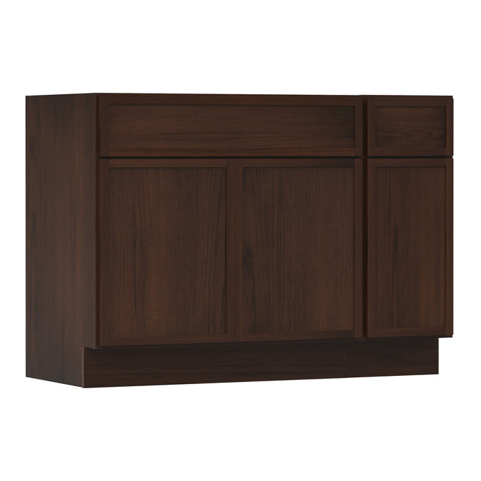 45" Oak Bathroom Vanity Cabinet without Top - 1 Drawer & 3 Doors