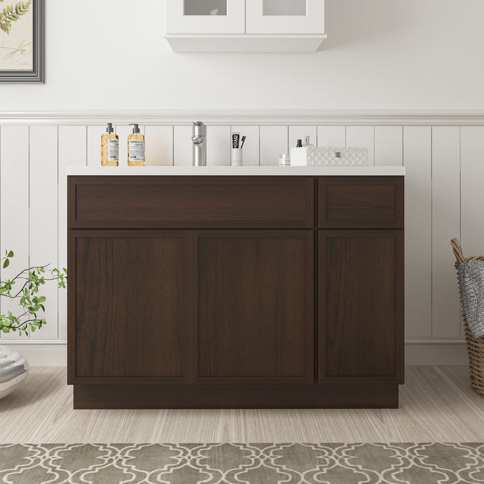 45" Oak Bathroom Vanity Cabinet without Top - 1 Drawer & 3 Doors