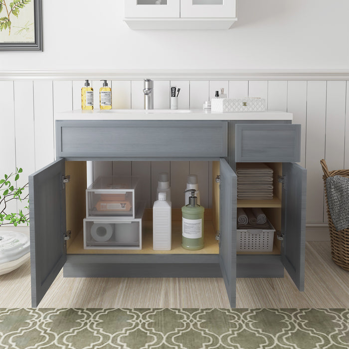 45" Oak Bathroom Vanity Cabinet without Top - 1 Drawer & 3 Doors