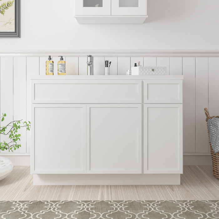 45" Oak Bathroom Vanity Cabinet without Top - 1 Drawer & 3 Doors