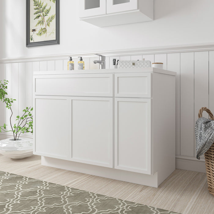 45" Oak Bathroom Vanity Cabinet without Top - 1 Drawer & 3 Doors