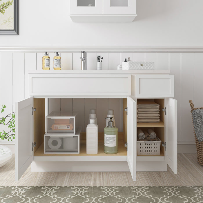 45" Oak Bathroom Vanity Cabinet without Top - 1 Drawer & 3 Doors