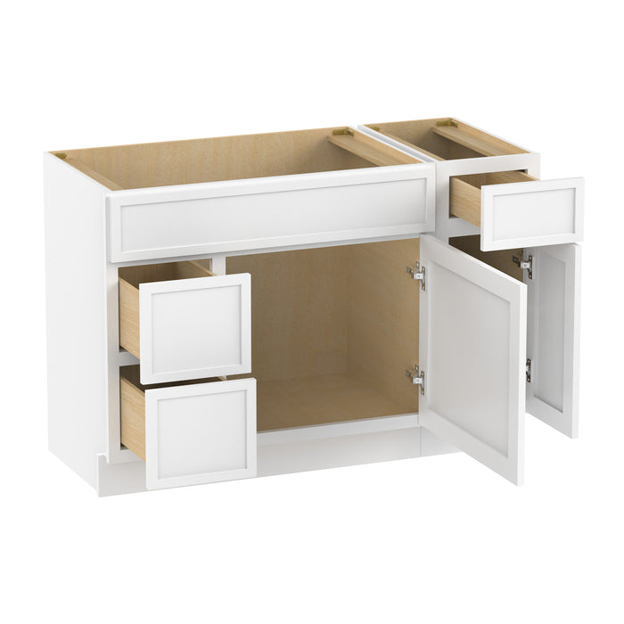 48" Modern Freestanding Birch & Plywood Bathroom Vanity Base Only – Shaker Style Storage Cabinet with 3 Drawers & 2 Soft-Closing Doors VA41362L-121