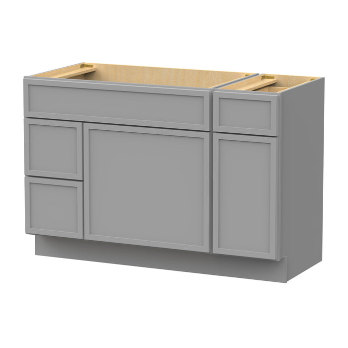 48" Oak Bathroom Vanity Cabinet without Top - 3 Drawers & 2 Doors