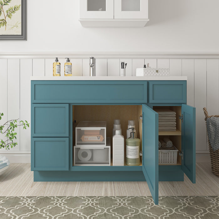 48" Oak Bathroom Vanity Cabinet without Top - 3 Drawers & 2 Doors