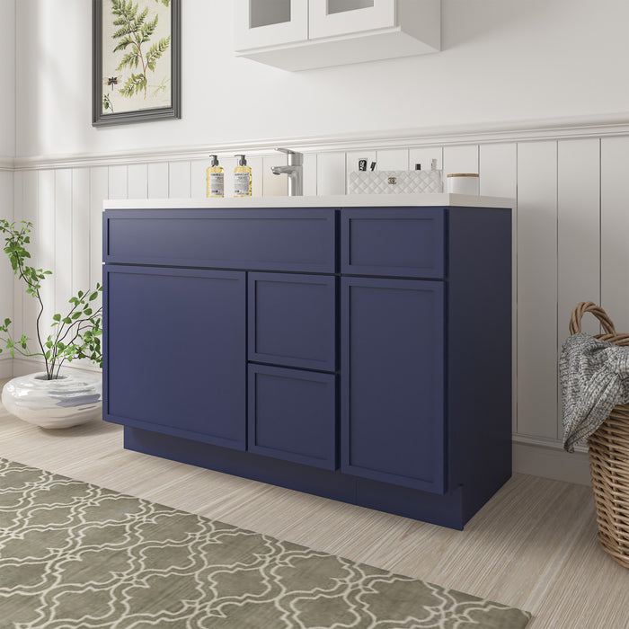 48" Oak Bathroom Vanity Cabinet without Top - 3 Drawers & 2 Doors