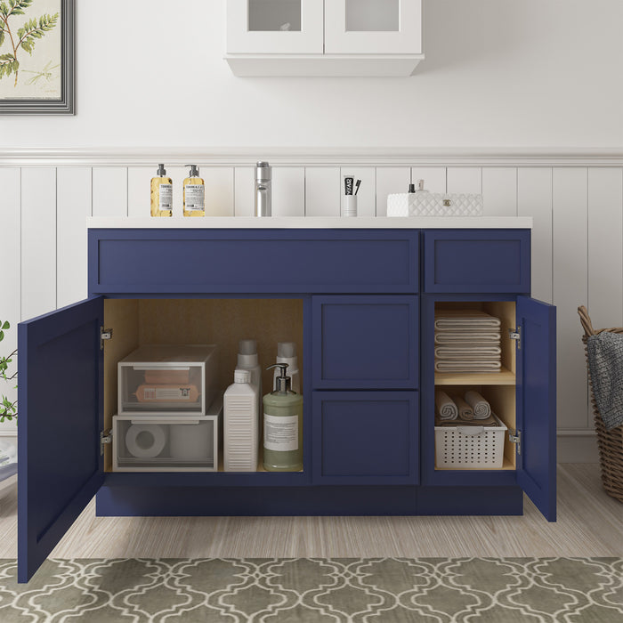 48" Oak Bathroom Vanity Cabinet without Top - 3 Drawers & 2 Doors