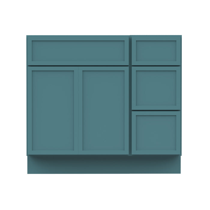 36" Oak Bathroom Vanity Cabinet without Top - 3 Drawers & 2 Doors