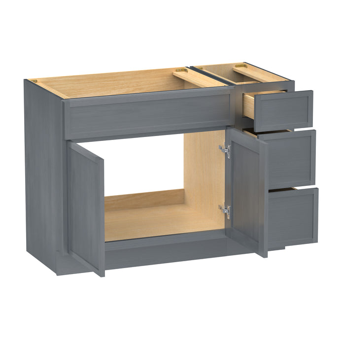 42" Modern Freestanding Birch & Plywood Bathroom Vanity Base Only – Shaker Style Storage Cabinet with 3 Drawers & 2 Soft-Closing Doors VA4130-123