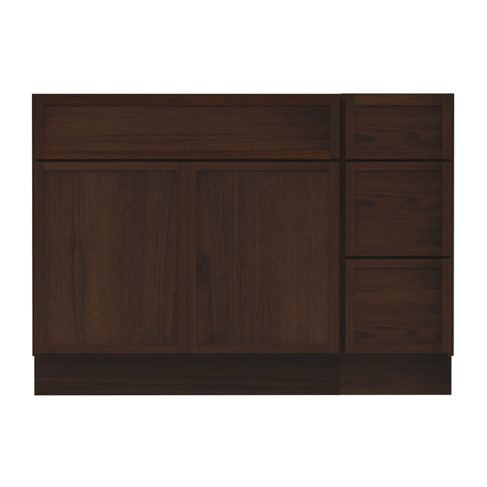 42" Oak Bathroom Vanity Cabinet without Top - 3 Drawers & 2 Doors