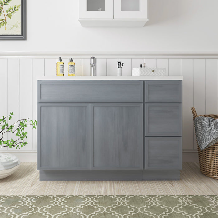 45" Oak Bathroom Vanity Cabinet without Top - 3 Drawers & 2 Doors