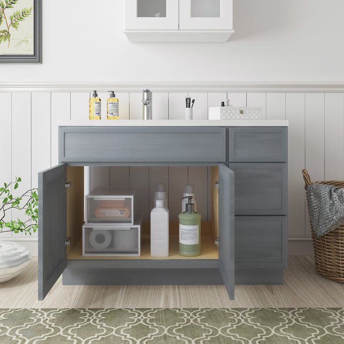 45" Oak Bathroom Vanity Cabinet without Top - 3 Drawers & 2 Doors