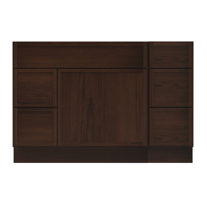 48" Oak Bathroom Vanity Cabinet without Top - 5 Drawers & 1 Door