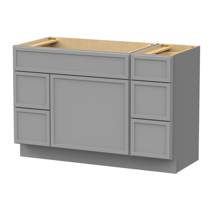 48" Oak Bathroom Vanity Cabinet without Top - 5 Drawers & 1 Door
