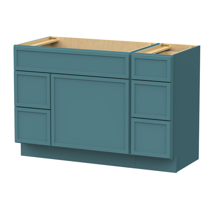 48" Oak Bathroom Vanity Cabinet without Top - 5 Drawers & 1 Door
