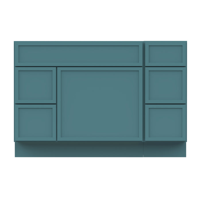 48" Oak Bathroom Vanity Cabinet without Top - 5 Drawers & 1 Door