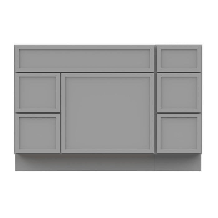 48" Oak Bathroom Vanity Cabinet without Top - 5 Drawers & 1 Door