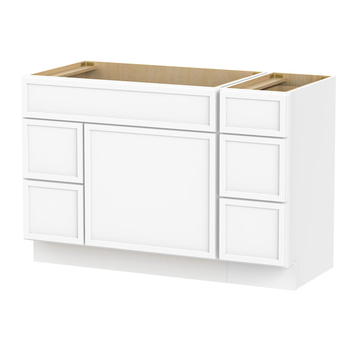 48" Oak Bathroom Vanity Cabinet without Top - 5 Drawers & 1 Door
