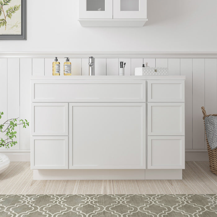48" Oak Bathroom Vanity Cabinet without Top - 5 Drawers & 1 Door