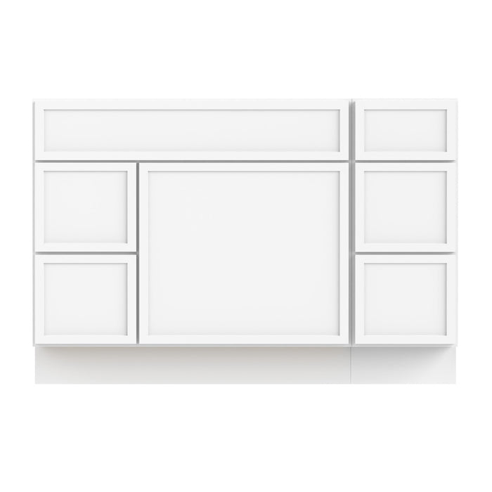 48" Oak Bathroom Vanity Cabinet without Top - 5 Drawers & 1 Door